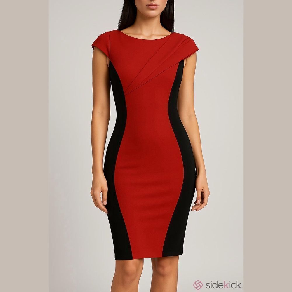 J. Peterman size 8 red black bodycon dress sexy